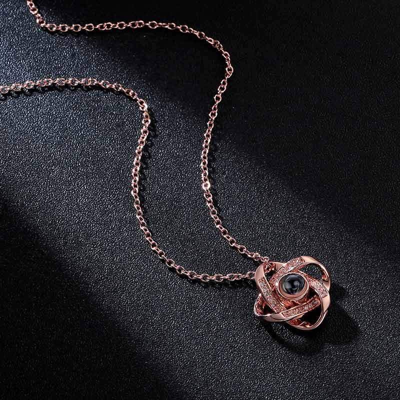 Infinity rose box with love knot say i love you in 100 languages neckl - KZ  Deals
