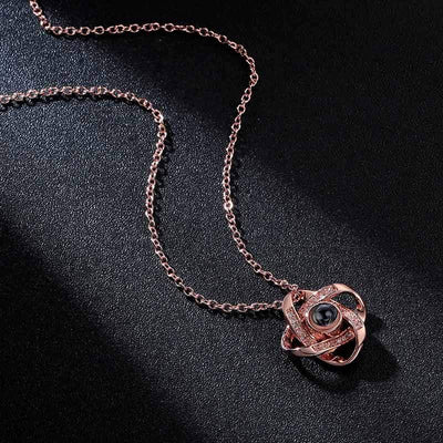 Infinity Love Knot  Say I love you in 100 Languages Necklace Preserved XL forever Rose box