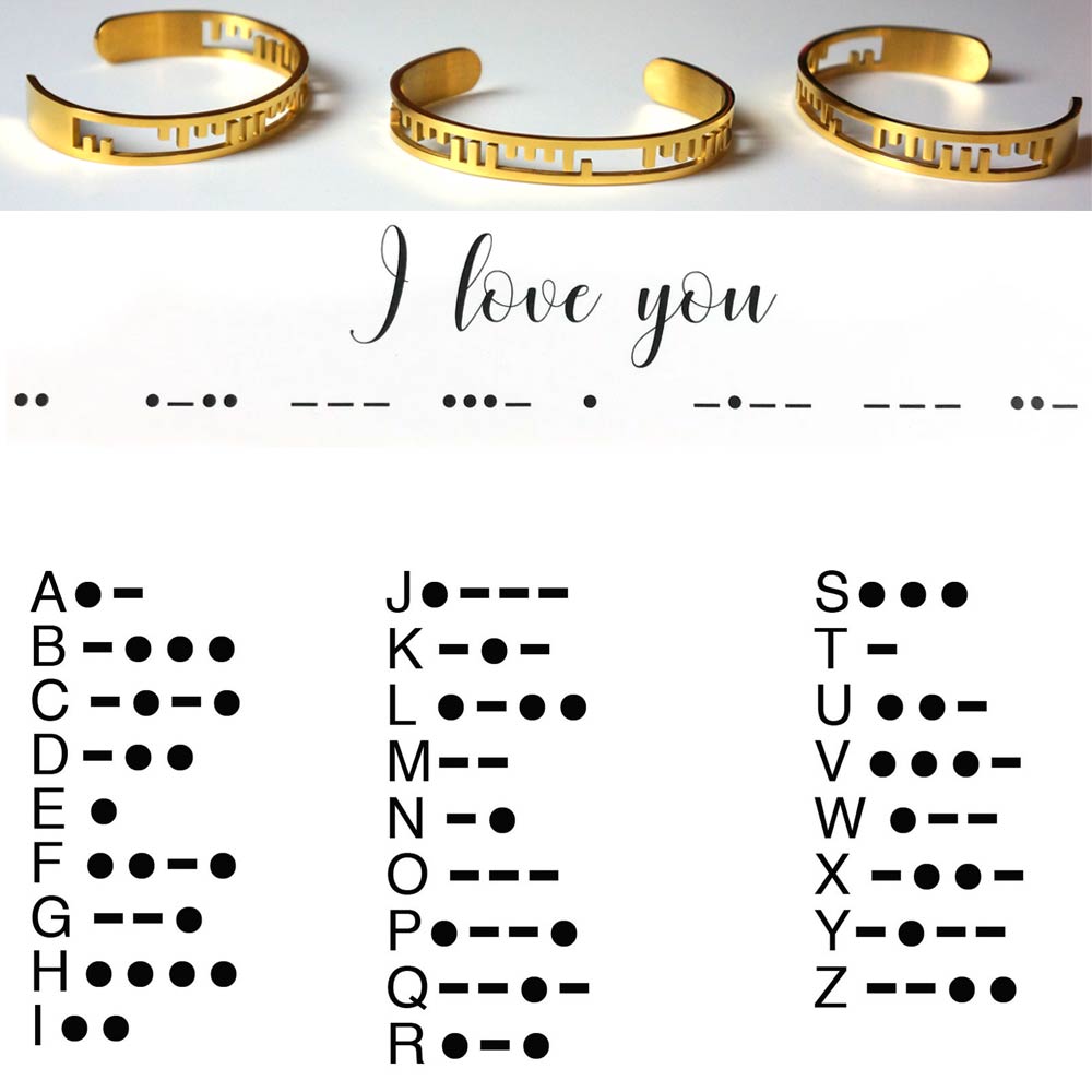 I love You Morse Code Cuff Bracelet